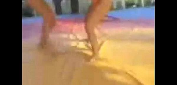  Blonde vs brunette topless catfight 02